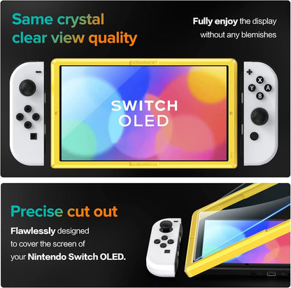 4-Pack Tempered Glass Screen Protector Designed for Nintendo Switch OLED Model 2021&2023 with [Alignment Frame] Transparent HD Clear[Updated Version] Screen Protector for Switch OLED 7''