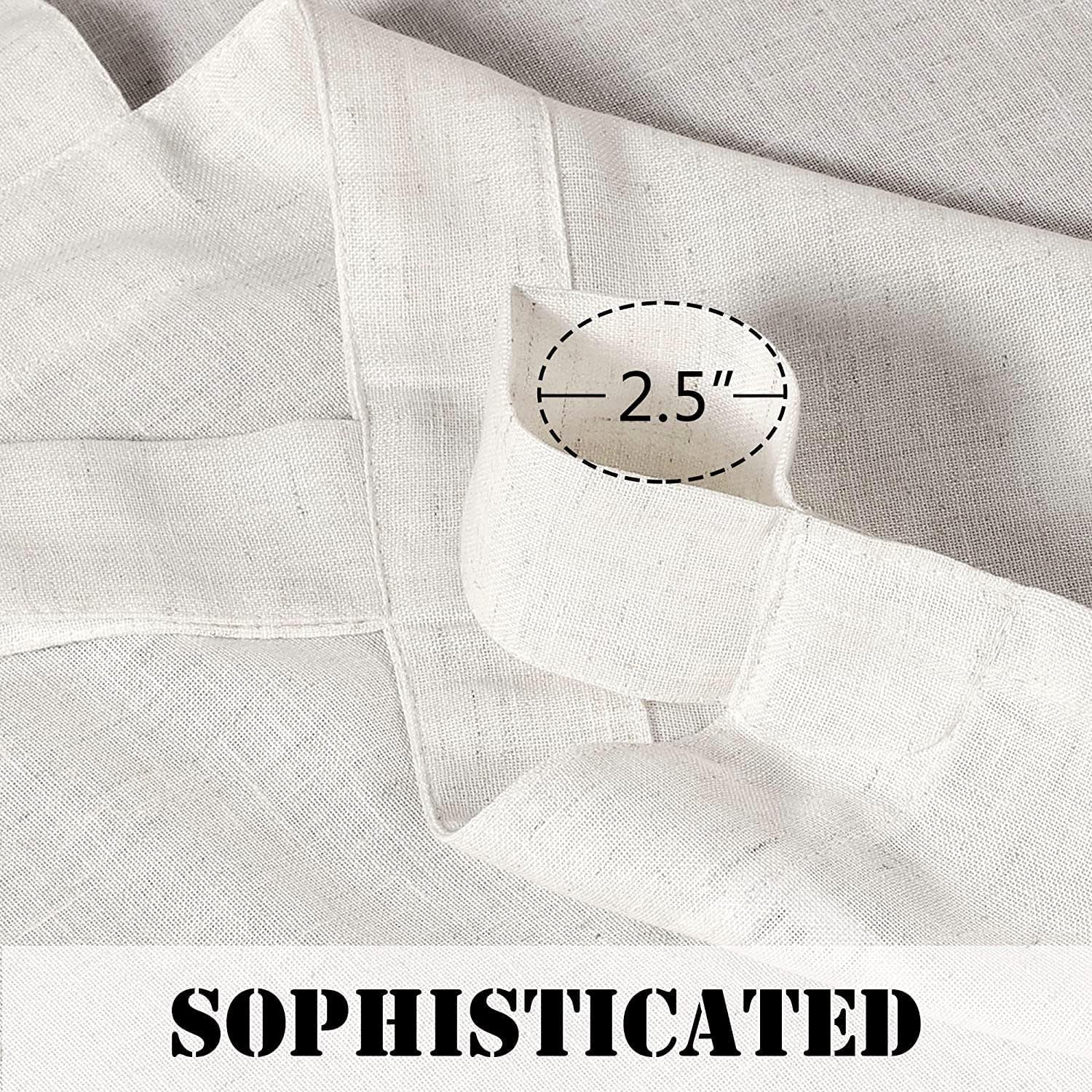 Natural Linen Tab Top Curtains 84 Inch Length for Living Room 2 Panel Drape Semi Sheer Neutral Country Rustic Farmhouse Boho Curtain Bedroom Muslin Look Light Filtering, Heathered Natural