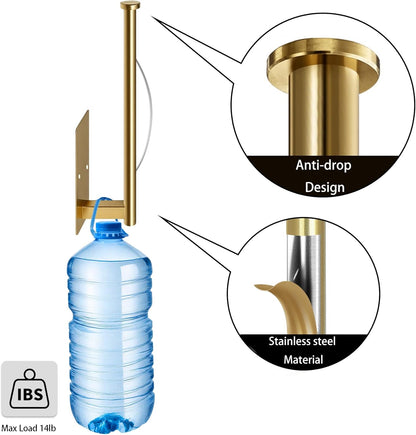 Paper Towel Holder under Cabinet, Single Hand Operable Tearing off Paper Towels with Damping Effect, Both Available in Adhesive and Screws, Stainless Steel (Gold)