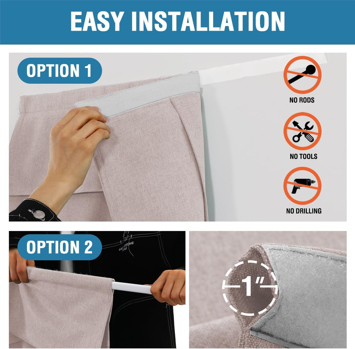 Door Curtains for Door Window, Faux Linen French Door Curtains for Privacy, Tie up Shades Front Door Curtain for Glass Window Covering, Heather Sand, 26’’ X 68’’, 1 Panel