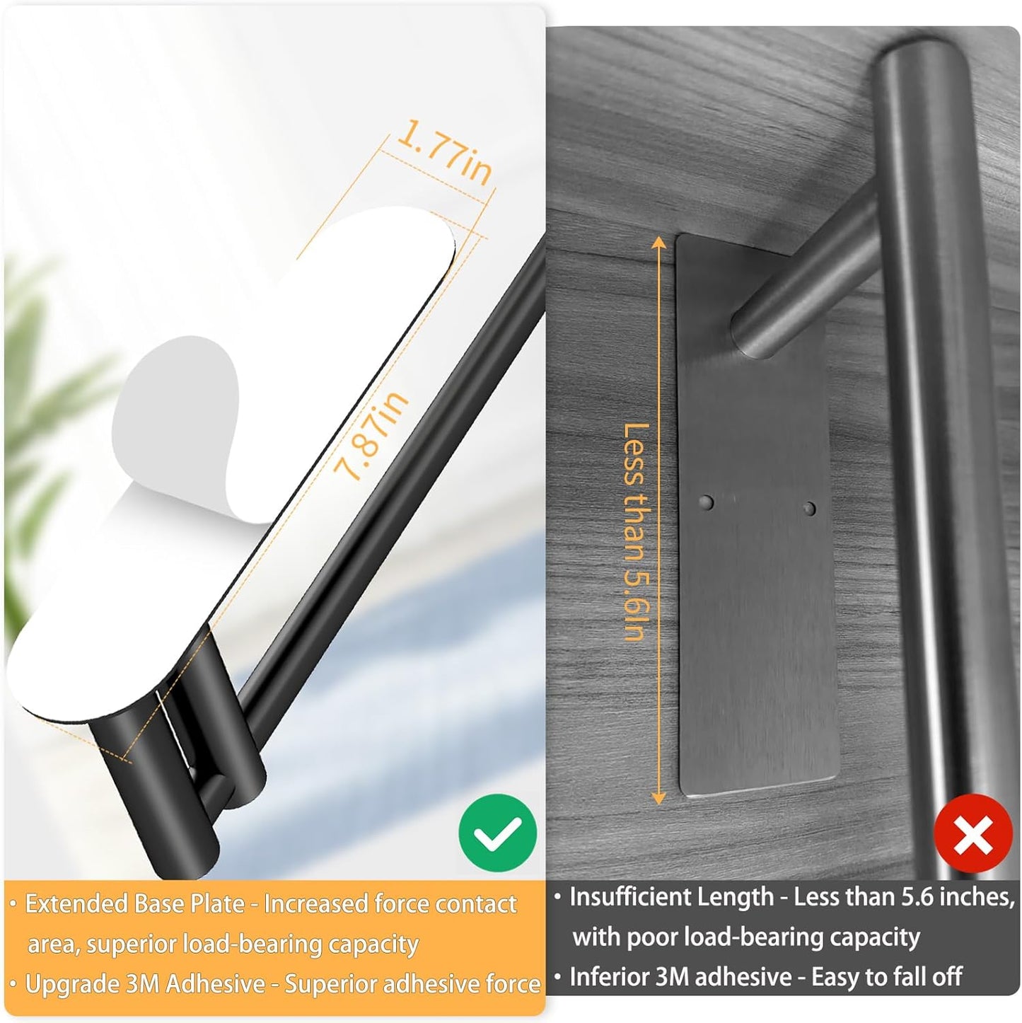 Paper Towel Holder under Cabinet, 13Inch Self-Adhesive or Wall Mount Paper Towel Holder for Kitchen, Bathroom, RV, Stainless Steel Black Paper Towel Holder under Counter or inside Cabinet