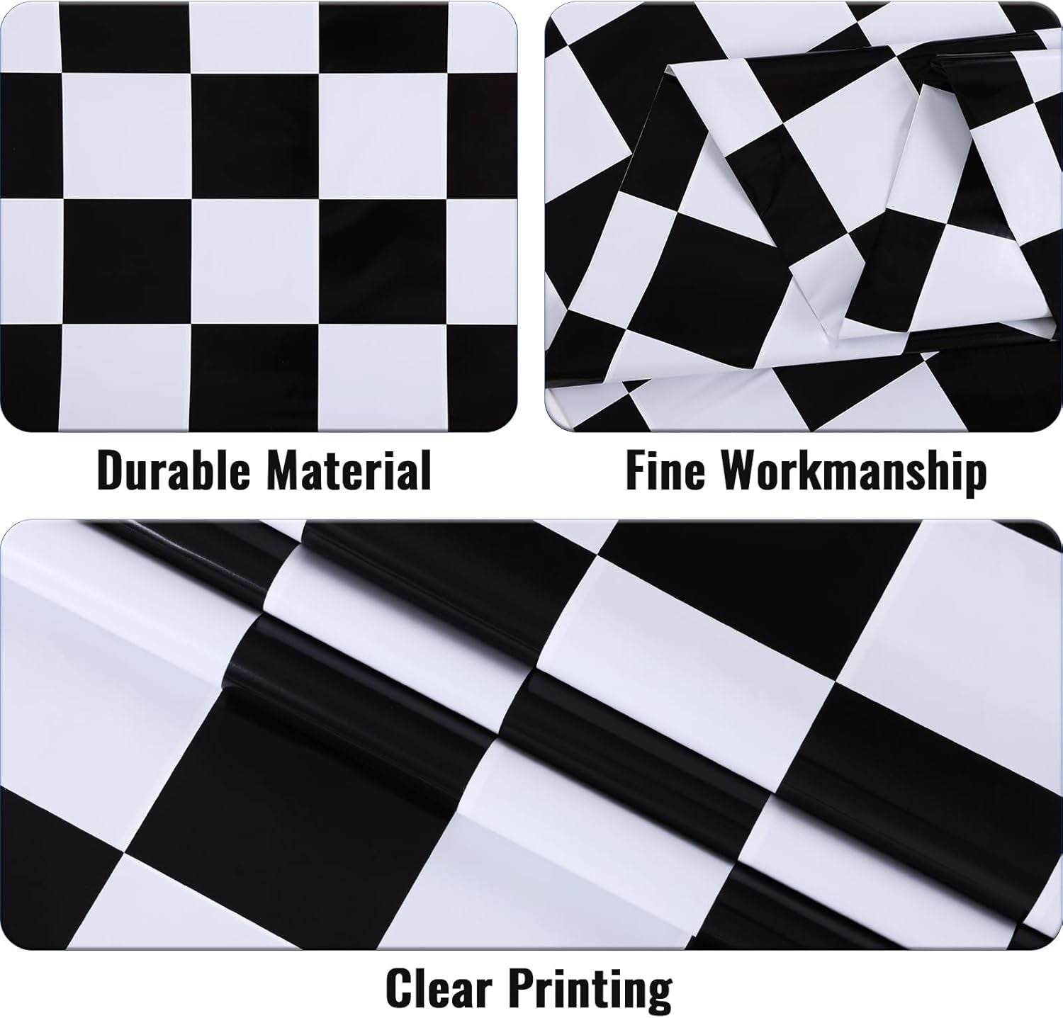 3 Packs Black and White Checkered Tablecloths 54 X 108 Inches Disposable Plastic Checkered Flag Racing Table Cover Waterproof Rectangle Race Car Table Cloth for Picnic Party Retro Celebration