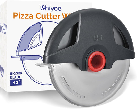 Pizza Cutter Wheel,  4.3" Large Pizza Slicer Wheel with Safety Blade Cover, Super Sharp Stainless Steel Pizza Wheel Slices Effortlessly, Easy Cleaning Pizza Cutters Dishwasher Safe, Gray