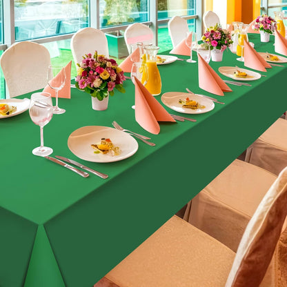 12Pcs Green Rectangle Tablecloth,Disposable Plastic Table Cloth,Waterproof Green Table Cover for Graduation Birthdays Weddings Anniversary Party Decorations,54 X 108 Inch