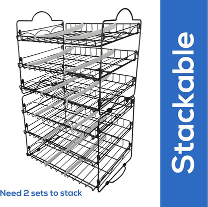 Storage Rack Organizer 16.5 X 12.5 X 13.5 Inch, Stackable, Holds Upto 36 Cans for Kitchen Cabinet or Pantry (Black)