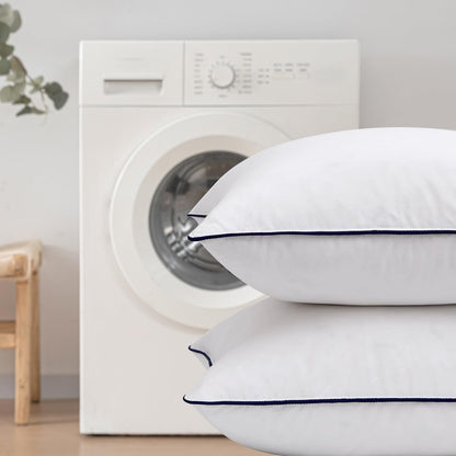 Goose Feather Down Pillow Insert Set of 2, 20x20 Inches, 100% Down-Proof Cotton Cover, Soft and Fluffy Decorative Pillows for Sofa, Bed, and Living Room, White