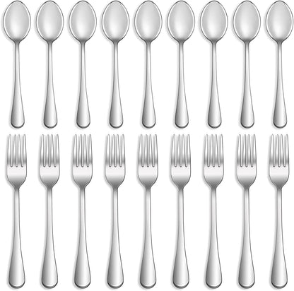 8 Pcs Forks and Spoons Silverware Set,Food Grade Stainless Steel Flatware Cutlery Set for Home,Kitchen and Restaurant,Mirror Polished,Dishwasher Safe - 4 Dinner Fork(8 Inch) and 4 Teaspoon(6.5 Inch)