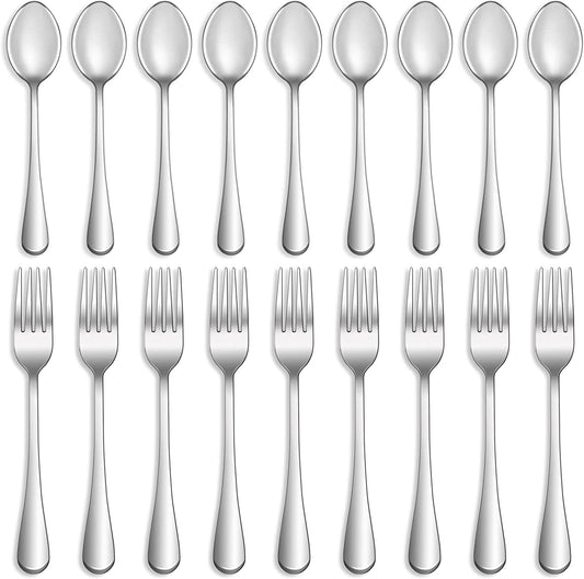 8 Pcs Forks and Spoons Silverware Set,Food Grade Stainless Steel Flatware Cutlery Set for Home,Kitchen and Restaurant,Mirror Polished,Dishwasher Safe - 4 Dinner Fork(8 Inch) and 4 Teaspoon(6.5 Inch)