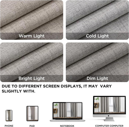 63-Inch Blackout Curtains Set of 2 Panels, Room Darkening Grommet Drapes, Textured Thermal Greyish White Curtains for Living Room and Bedroom (42x63 Inch)