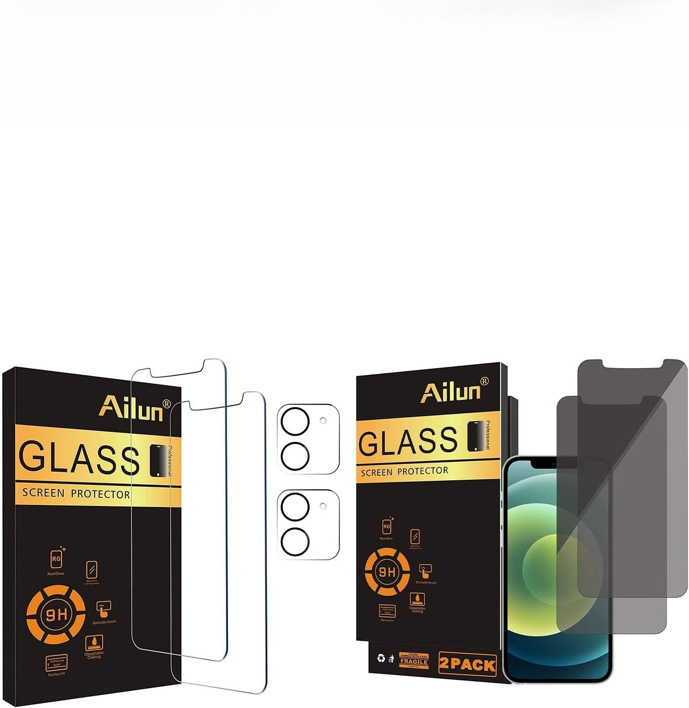 2 Pack Screen Protector Compatible for Iphone 12[6.1 Inch] + 2 Pack Camera Lens Protector and Privacy Screen Protector Compatible for Iphone 12/Iphone 12 Pro 2020 6.1 Inch 2 Pack