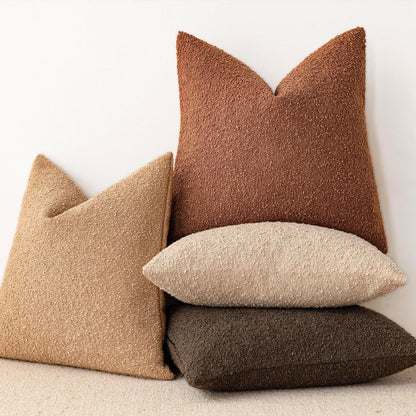Pack of 2 Textured Boucle Throw Pillow Covers Accent Solid Decorative Lumbar Pillow Cases Soft Couch Cushion Case for Chair Sofa Bedroom Living Room Home Decor 12X20 Inch Burnt Orange Hazel