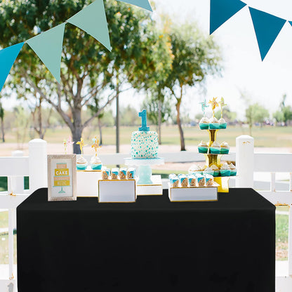 Black Tablecloth Fitted for 6Ft Rectangle Table - Water Resistant Polyester Table Cover for Indoor/Outdoor Use, 72X30 Inches