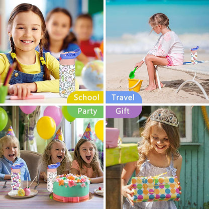 Kids Sublimation Tumbler,25 PACK 12Oz Stainless Steel Sublimation Sippy Cup,Double Wall Insulated Kids Tumbler with Handle,Spill Proof Lid,Shrink Films,Silicone Bottoms,For Water,Drinks