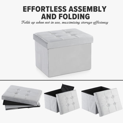 Modern Velvet Storage Ottoman and Foot Stool with Padded Design - 17"x13"x11" (Gray)