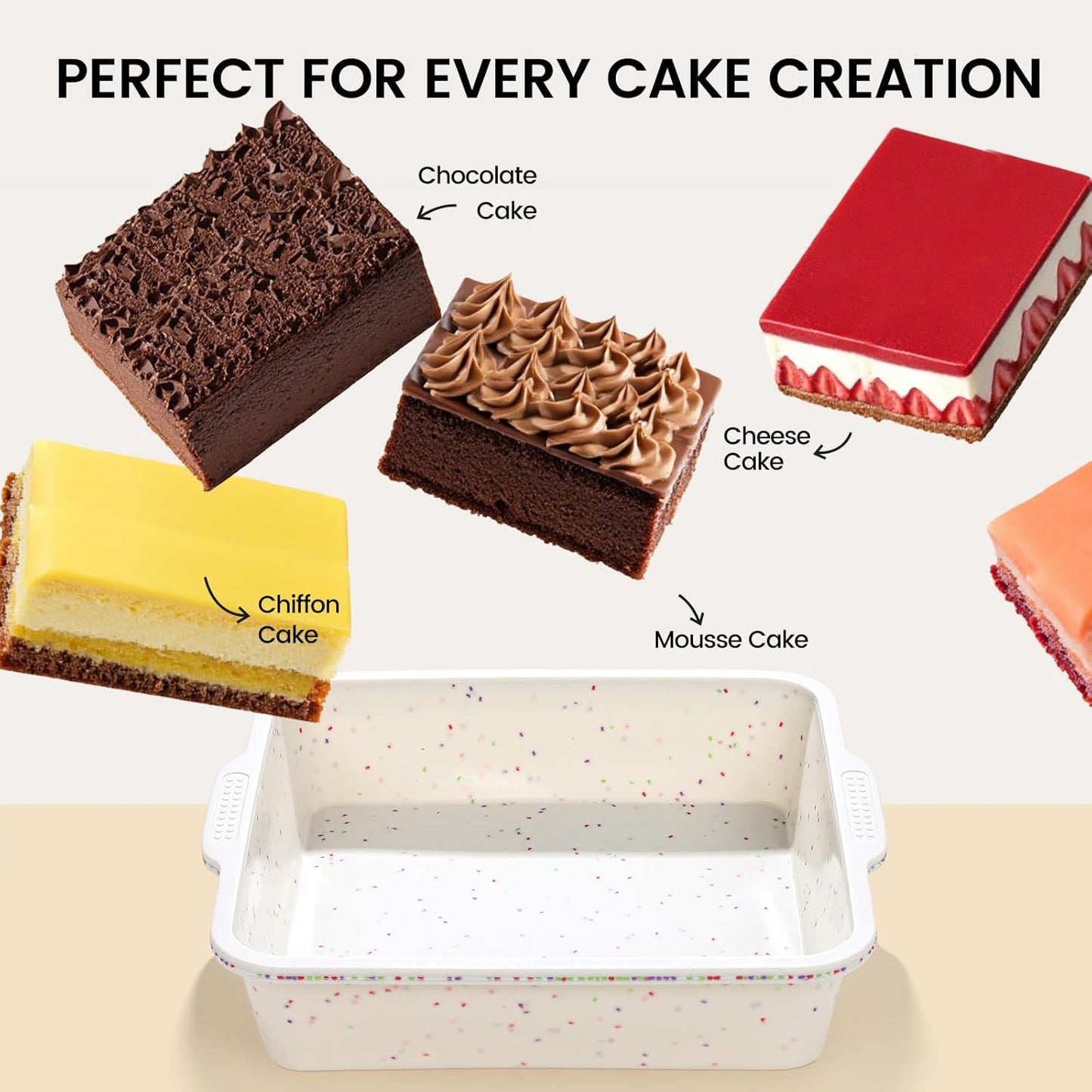 8 Inch Silicone Square Cake Pan with Metal Reinforced Frame, Nonstick Silicone Brownie Pans BPA Free Suitable for Making Cakes, Brownies, Bread