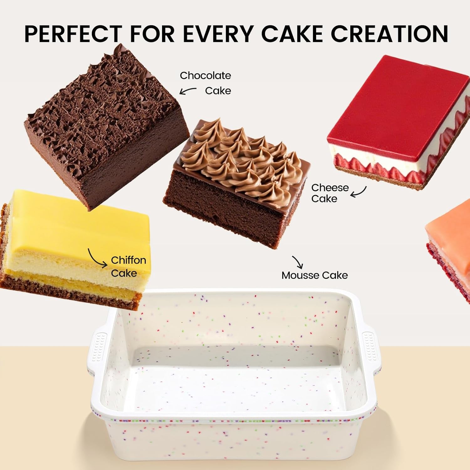 8 Inch Silicone Square Cake Pan with Metal Reinforced Frame, Nonstick Silicone Brownie Pans BPA Free Suitable for Making Cakes, Brownies, Bread