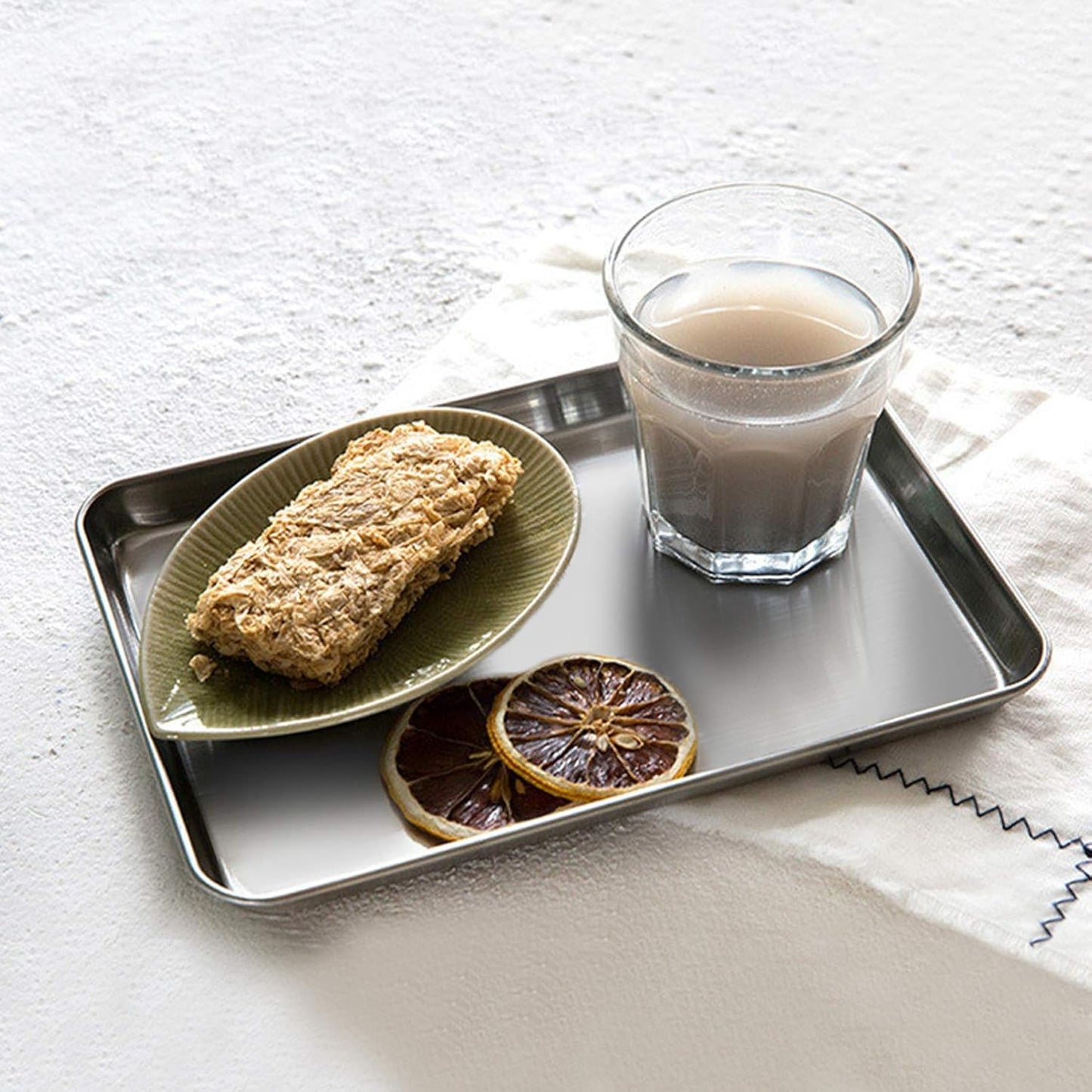 9 Inch Baking Cookie Sheet, Oven Pan Tray Stainless Steel Sheet Pan for Kitchen, Oven Bakeware for Multi Uses, Shiny Look & Dishwasher Safe, Healthy & Heavy Duty, 1Pc