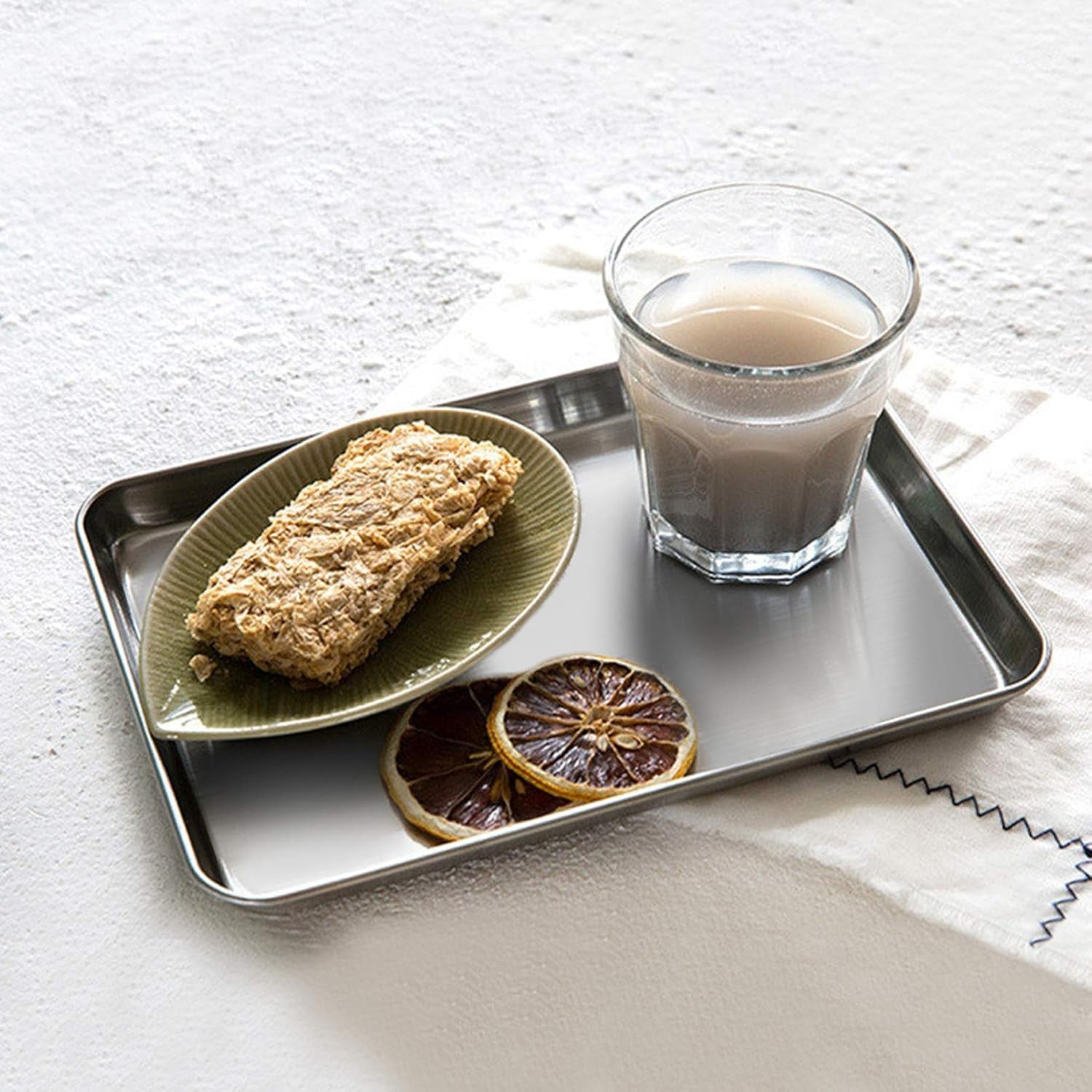 9 Inch Baking Cookie Sheet, Oven Pan Tray Stainless Steel Sheet Pan for Kitchen, Oven Bakeware for Multi Uses, Shiny Look & Dishwasher Safe, Healthy & Heavy Duty, 1Pc