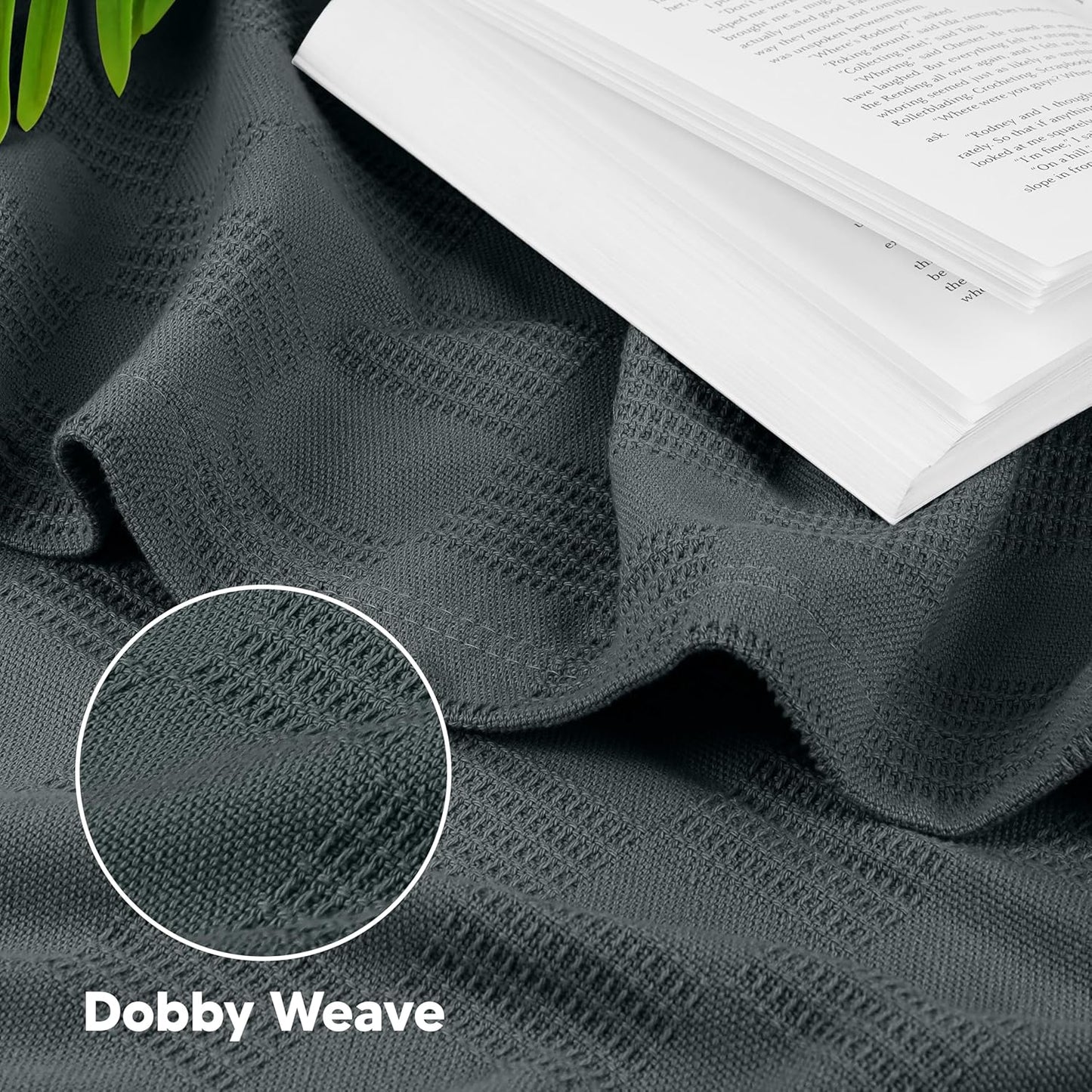Smoke Gray 100% Cotton Blanket [Queen Size - 90X90 Inch] 350GSM Lightweight, Soft and Breathable Thermal Blanket for All Seasons