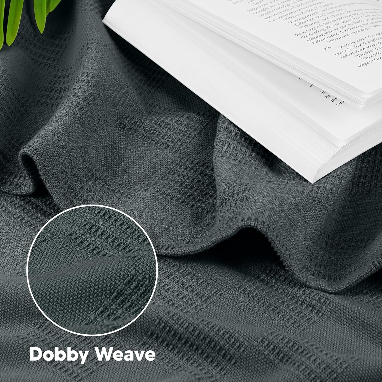 Smoke Gray 100% Cotton Blanket [Queen Size - 90X90 Inch] 350GSM Lightweight, Soft and Breathable Thermal Blanket for All Seasons