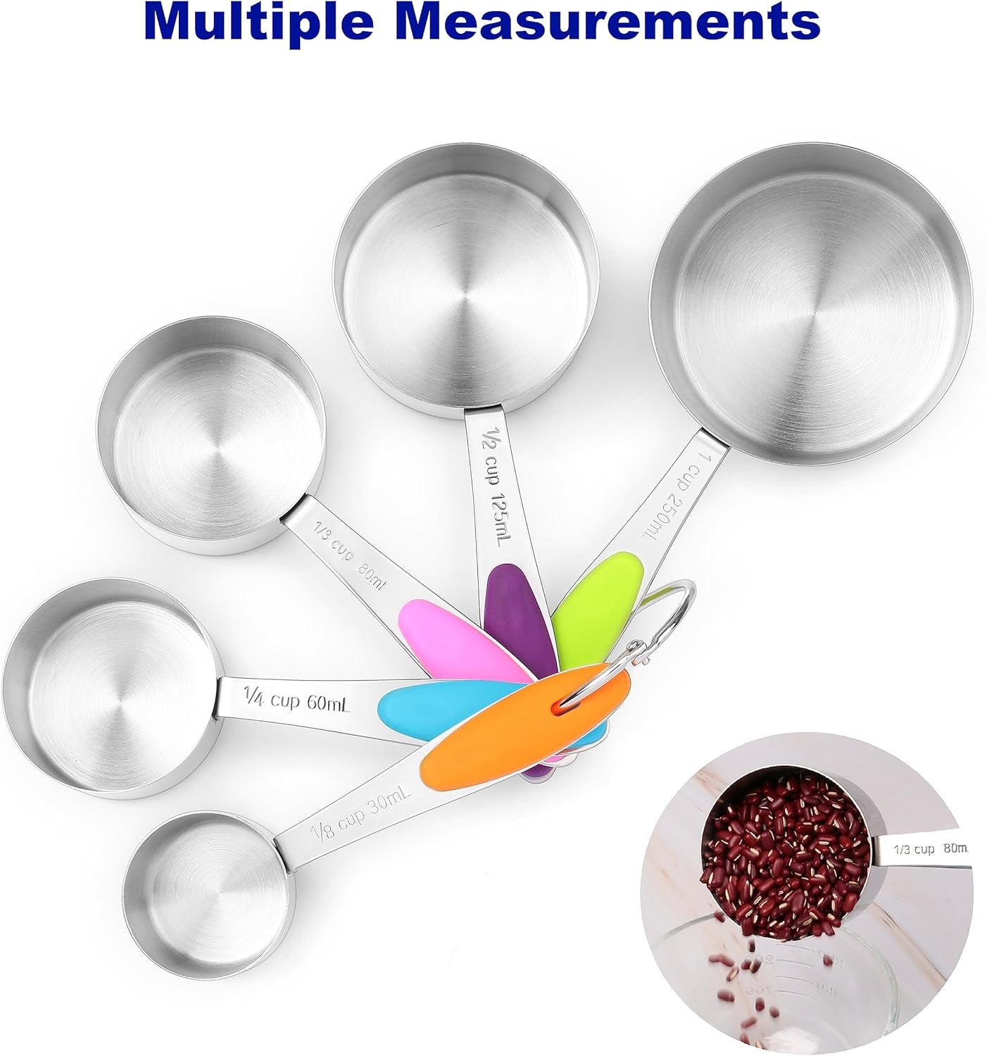 Measuring Cups Set Stainless Steel-Measuring Spoon Liquid Stackable Metric Measuring Scoop for Baking or Cooking,Kitchen Cake Decorating Supplies Measuring Cup Organizer