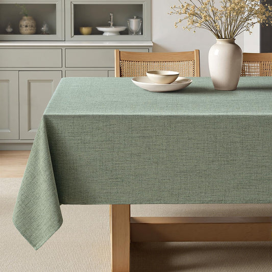 Sage Green Linen Tablecloth 52X70 Inch Rectangle Table Cloth Waterproof,Stain Resistant & Wrinkle Resistant for Dining Party Wedding