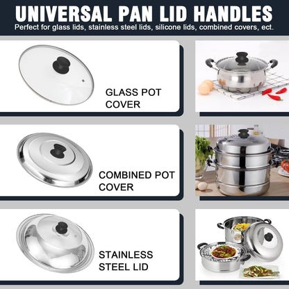 Universal Pot Lid Knob, Non-Slip Pot Lid Replacement Knobs with 3 Raised Coils, Heat Resistant Silicone Pan Lids Handle for Kitchen Cookware Lids, BPA Free and Dishwasher Safe