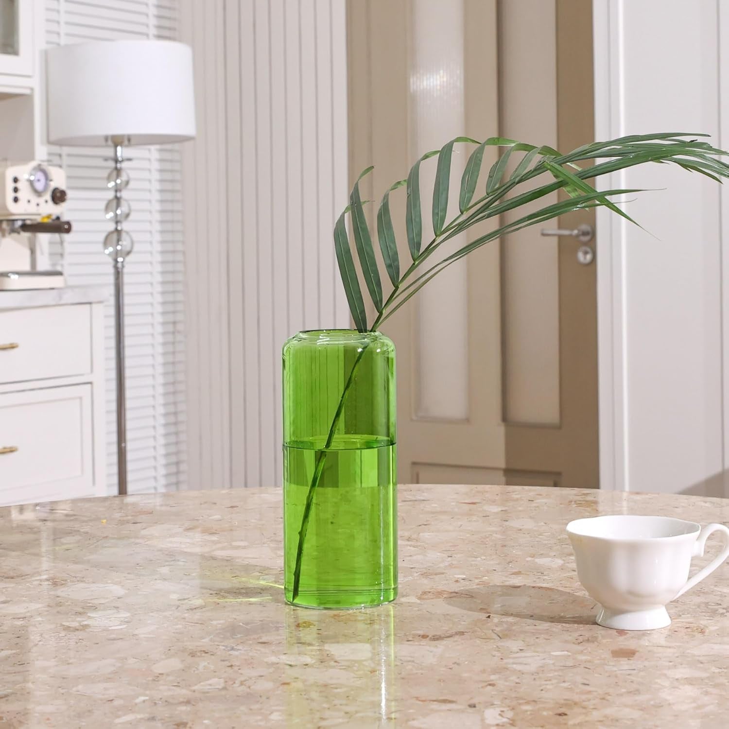 Glass Flower Vase, 8 Inch Tall Bud Vases, Home Decor Vases for Centerpiece for Living Room and Bedroom, Decorative Vases for Wedding, Valentines' Day, Mother'S Day (Green)