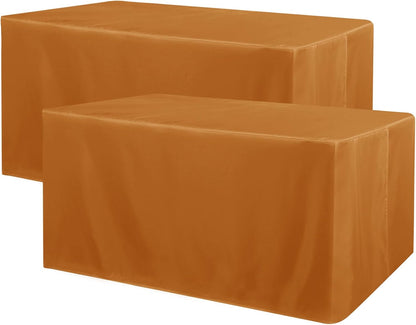 2 Pack Table Clothes for 6 FT Rectangle Tables - Water Resistant Washable Fabric Polyester Rectangle Table Cover Protector for Wedding, Banquet and Trade Shows, 72L X 30W Inches, Bronze