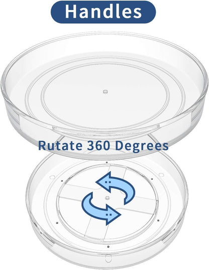 2 Tier Lazy Susan Turntable Spice Rack Organizer for Kitchen Cabinet, Farmhouse Tiered Tray Decorative Trays for Fruit, Snacks - Organizer for Cupboard, Pantry, Bathroom, Table