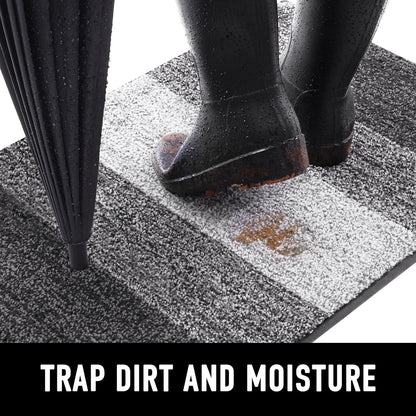 Bath Rug and Dog Door Mat Set, Memory Foam Bath Rug (Black 24X16) and Dog Door Mat for Muddy Paws (Grey 30X20)