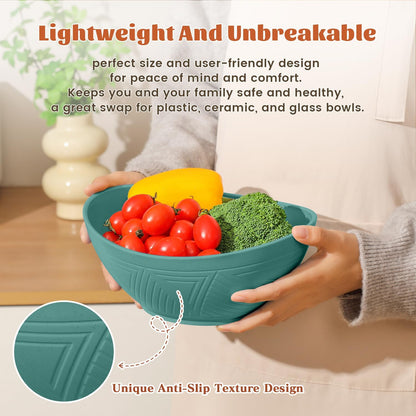 Large 9.6-Inch Oval Serving Bowls, Set of 4 - 60 Oz Multi-Color Dishes for Salads, Side Dishes, and Pasta, Microwave and Dishwasher Safe, Ideal for Weddings and Parties