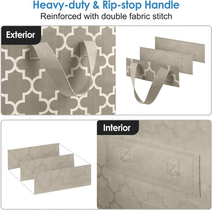 Storage Bags 3 Pack/100L Large Blanket Clothes Organization and Storage Containers for Comforters,Bedding, Foldable Organizer with Reinforced Handle, Clear Window, Sturdy Zippers,Beige