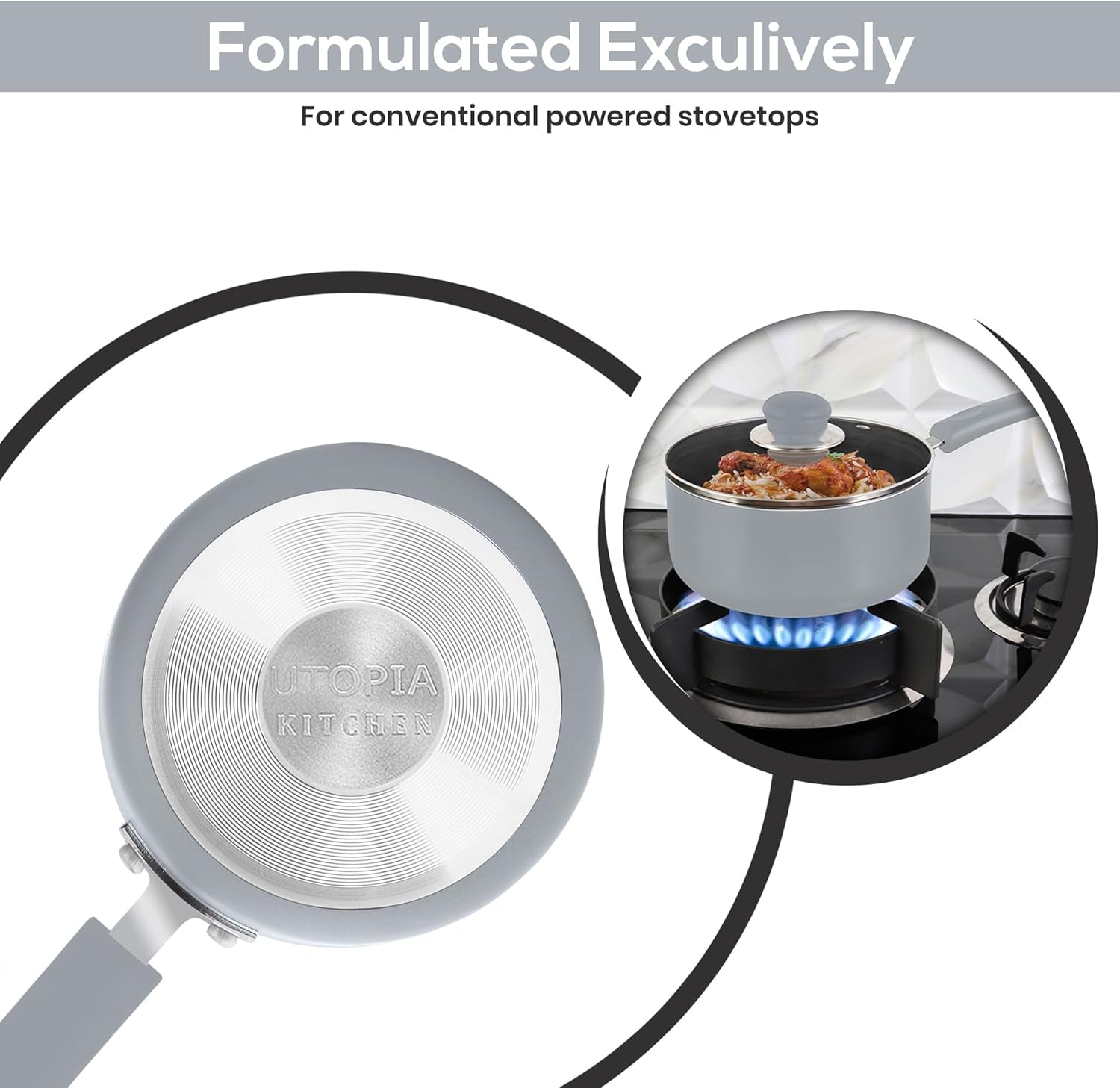 Nonstick Saucepan Set with Lid, 1 Quart and 2 Quarts Multipurpose Pots Set for Home Kitchen or Restaurant (Silver-Black)