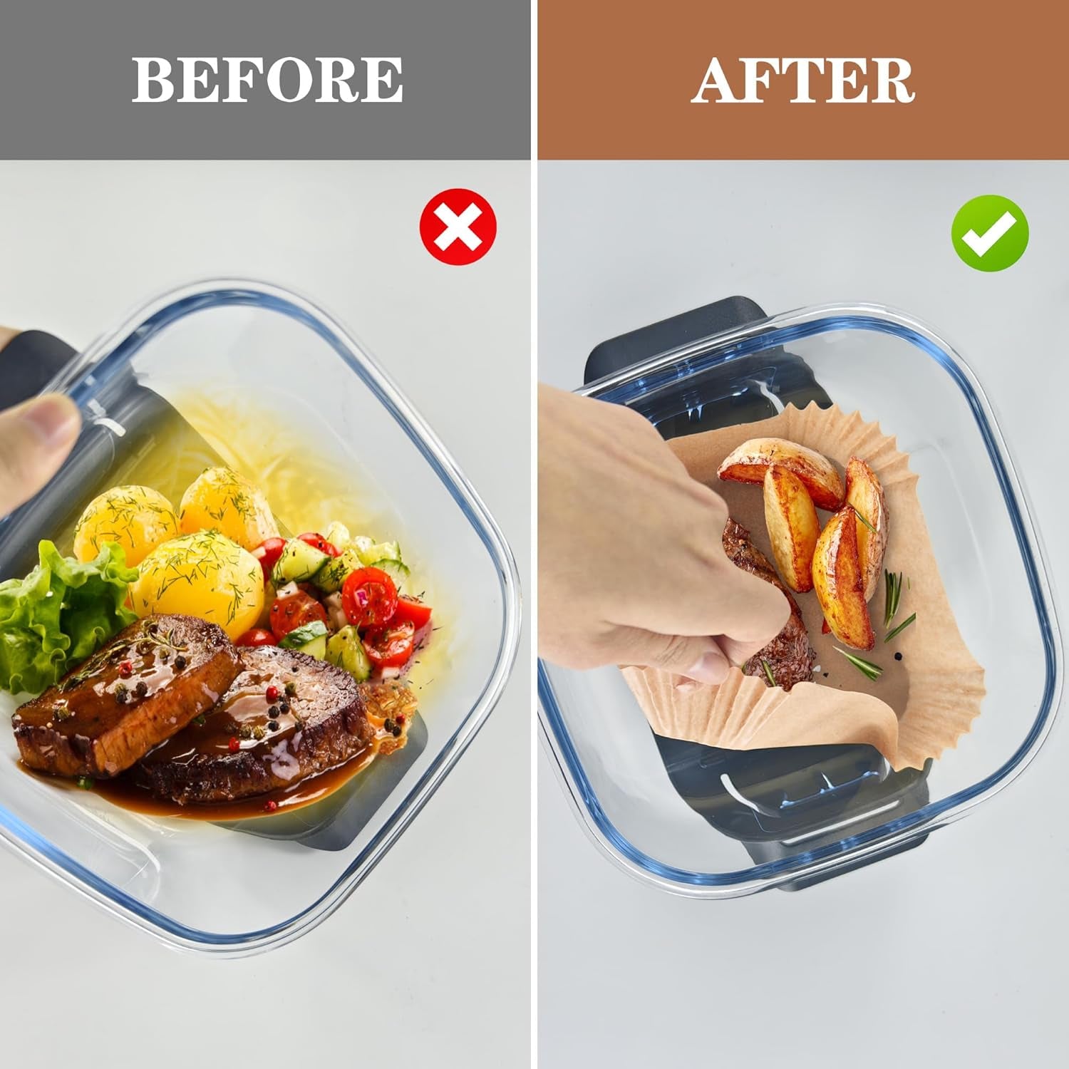 Air Fryer Liners Disposable for Ninja Crispi, 260 PCS Parchment Paper for Ninja Crispi 4-In-1 Portable Glass Air Fryer Cooking System, Non-Stick Airfryer Parchment Paper Liners for Ninja Crispy ﻿