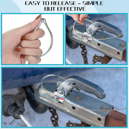 10-Pack Steel Quick Release Trailer Coupler Pins with Locking Shaft, 2-3/4" x 1/4" for Towing, Trailers, and Hitches (Silver)
