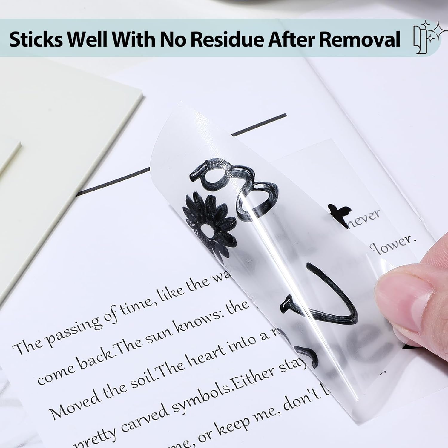 Transparent Sticky Notes - 3X3 Inch Clear, Waterproof Translucent Notes for Annotation - 300 Sheets