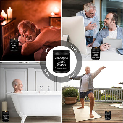 Grandpa Gifts from Granddaughter Grandson, Unique Fathers Day, Birthday, Christmas, Retirement Candles, Grandpa’S Last Nerve Scented Candle