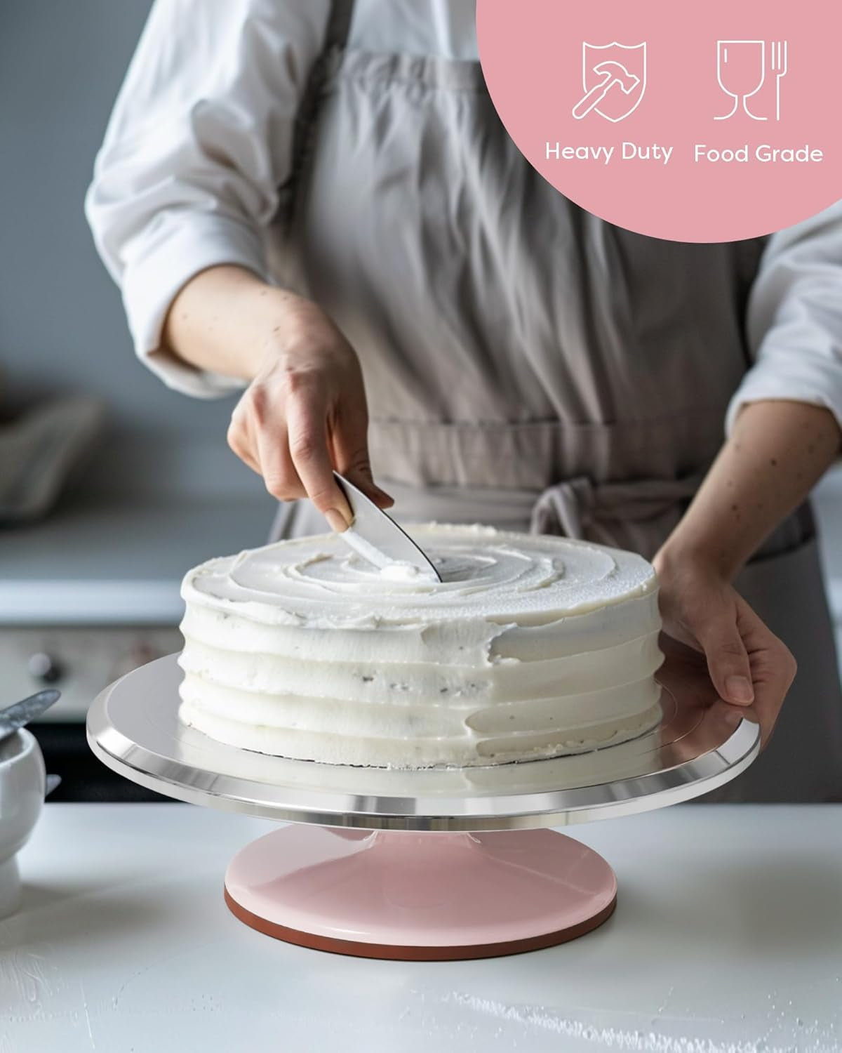 Aluminium Alloy Revolving Cake Stand 12 Inch Rotating Cake Turntable for Cake, Cupcake Decorating Supplies