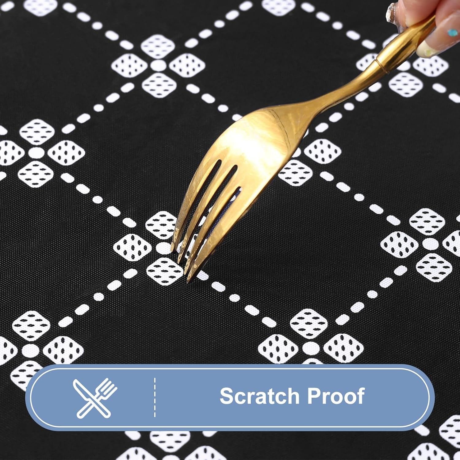 Rectangle Vinyl Table Cloth, Elastic Fitted Tablecloth with Flannel Backing, 6 Foot Waterproof Plastic Table Cover for Camping, Indoor and Outdoor (Black, 30" X 72")