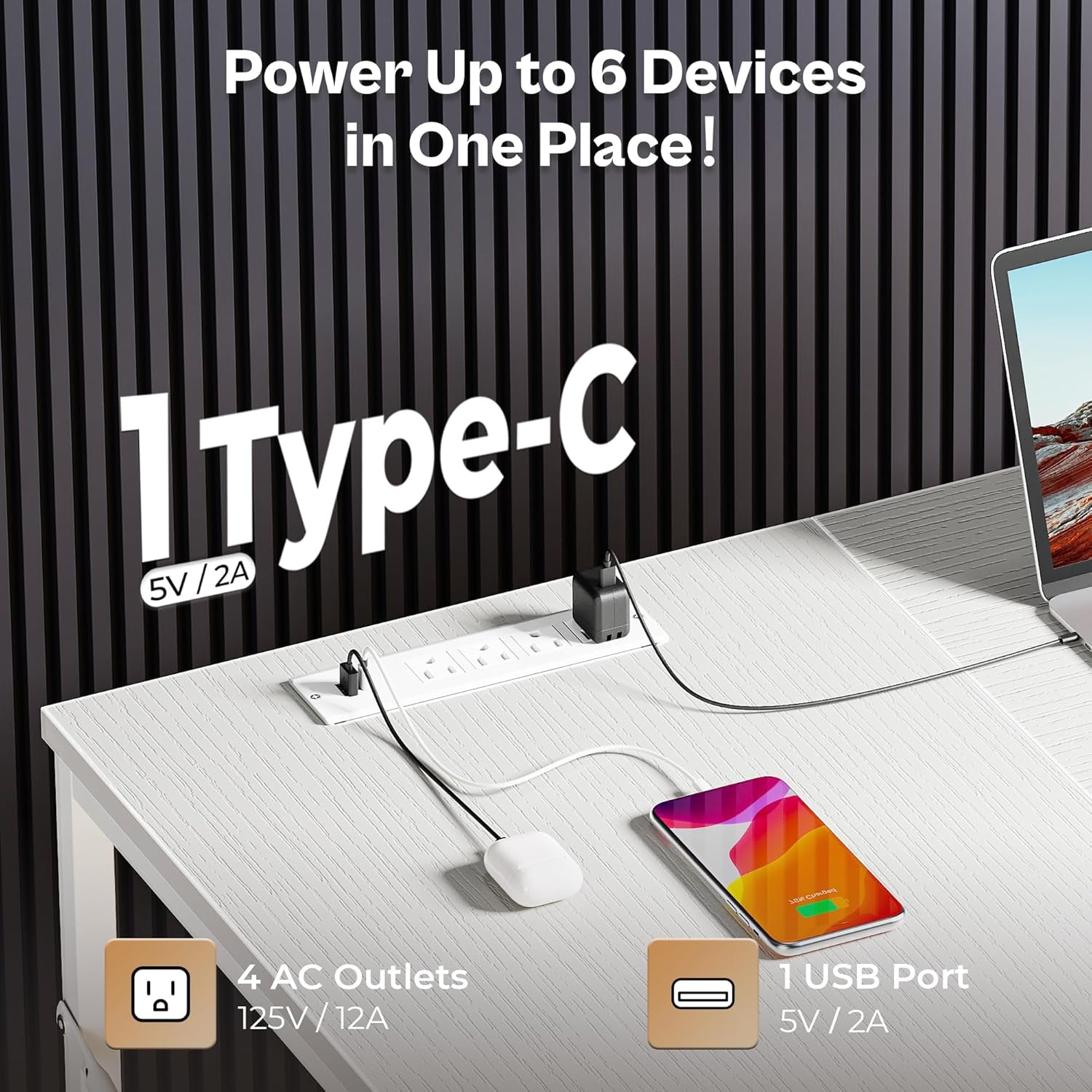 63-Inch L-Shaped Desk with Fabric Drawers, Reversible Computer Gaming Desk Featuring Power Outlets and USB-C Port, Adjustable Side Storage Shelves for Home Office and Study Corner, White