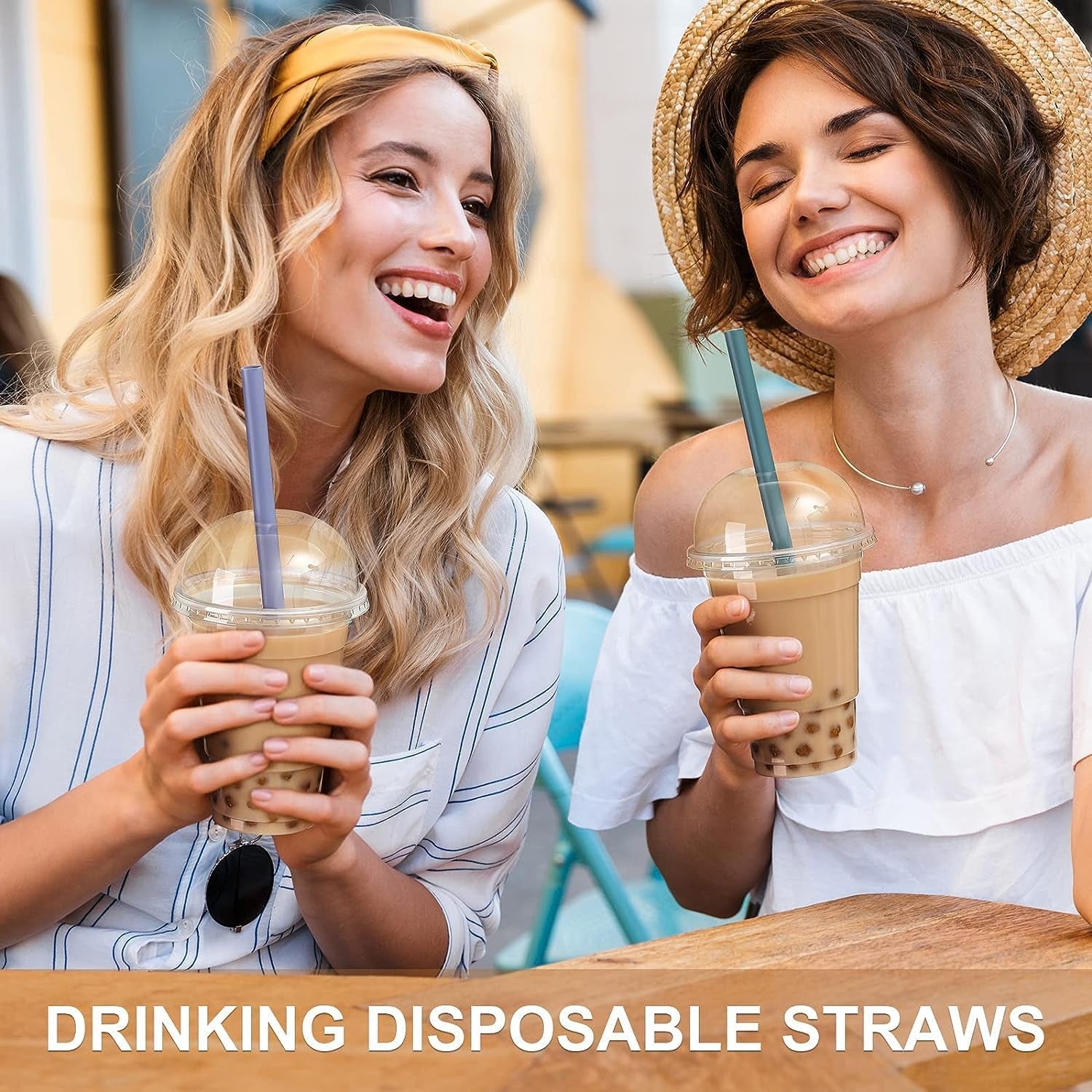 100 Pcs Jumbo Smoothie Straws, Disposable Wide Plastic Drinking Straws, Colorful Plastic Straws for Milkshakes, Smoothies, Boba, Bubble Tea, Ice Coffee - 8.5"L, 0.4" D