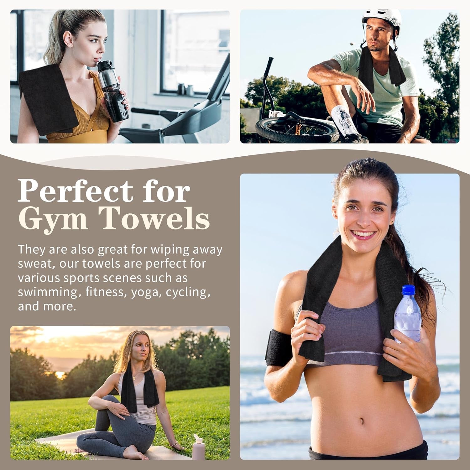 Salon Towels 12 Pack, Black Hand Towels for Bathroom, Quick Dry Gym Towels, Spa Face Towel, Absorbent Microfiber Towels for Salon, Barber, Gym, Bath, Pedicure and Home Hair Care,16 X 27 In