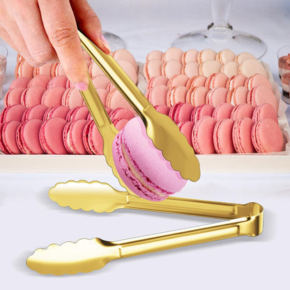 Gold Buffet Tongs - 4 Pack, 9 Inch, Stainless Steel Gold Plated Serving Tongs
