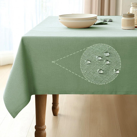Rectangle Linen Tablecloth Waterproof & Stain Resistant, Wrinkle-Free Table Cloth Adds Elegance and Protection, Ideal for Dining, Party, Wedding and Outdoor, 52 X 70 Inch, Sage Green