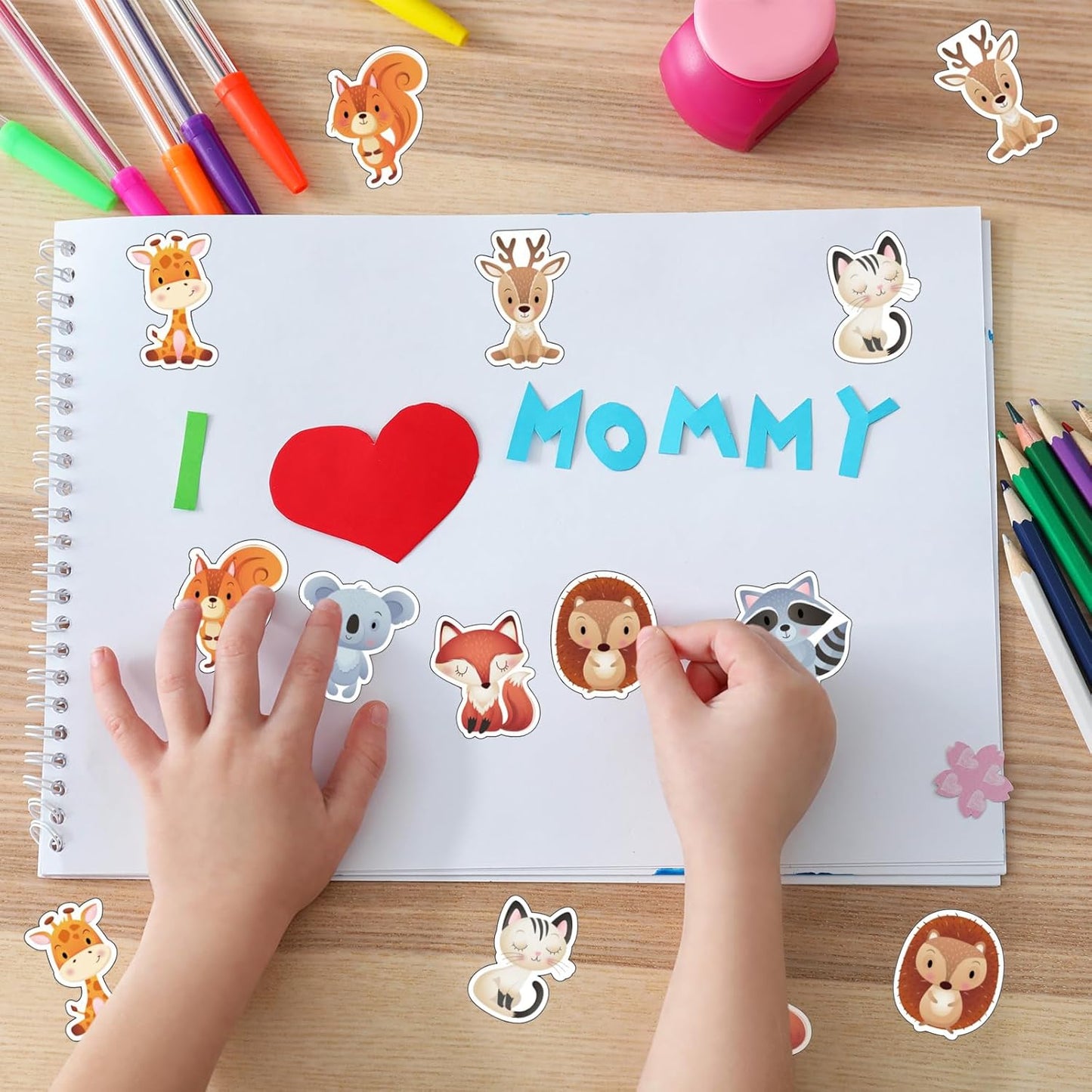 600 PCS Cute Animal Roll of Stickers for Kids Reward Encouraging Students Motivational Classroom Teacher Supplies Bulk Potty Training and Farm Animal Party Favors (Forest Animal, 1)