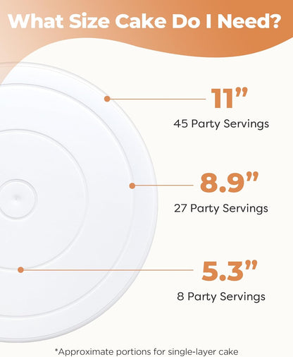 Cake Stand, 11 Inch Rotating Cake Turntable for Decorating, Display & Baking, Smooth Revolving Spinner Stand (White)