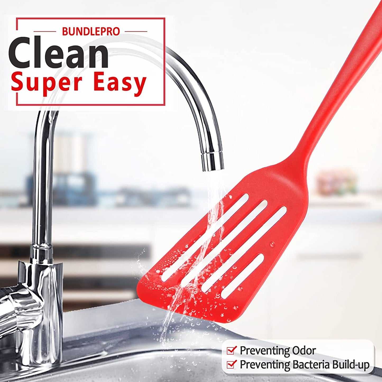 Pack of 2 Silicone Fish Spatula, Non-Stick Large Slotted Flipper Turner, High Heat Resistant Kitchen Cookwares for Frying, Cooking Seafood, Meat, Eggs, Omelets, Pancakes, Burgers