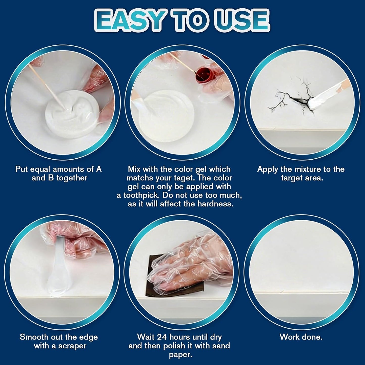 Fiberglass Boat Repair Kit - Gel Coat Repair Kit for Boats Fiberglass Repair Set Fix Holes Chips Pit Cracks for Outdoor Gear Repair Equipment