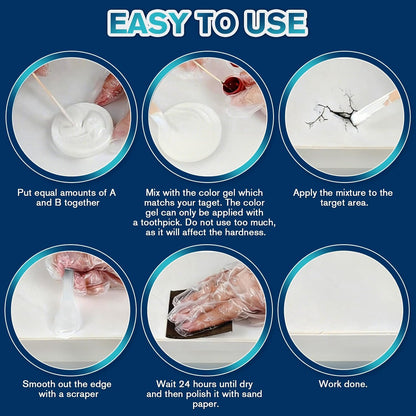 Fiberglass Boat Repair Kit - Gel Coat Repair Kit for Boats Fiberglass Repair Set Fix Holes Chips Pit Cracks for Outdoor Gear Repair Equipment